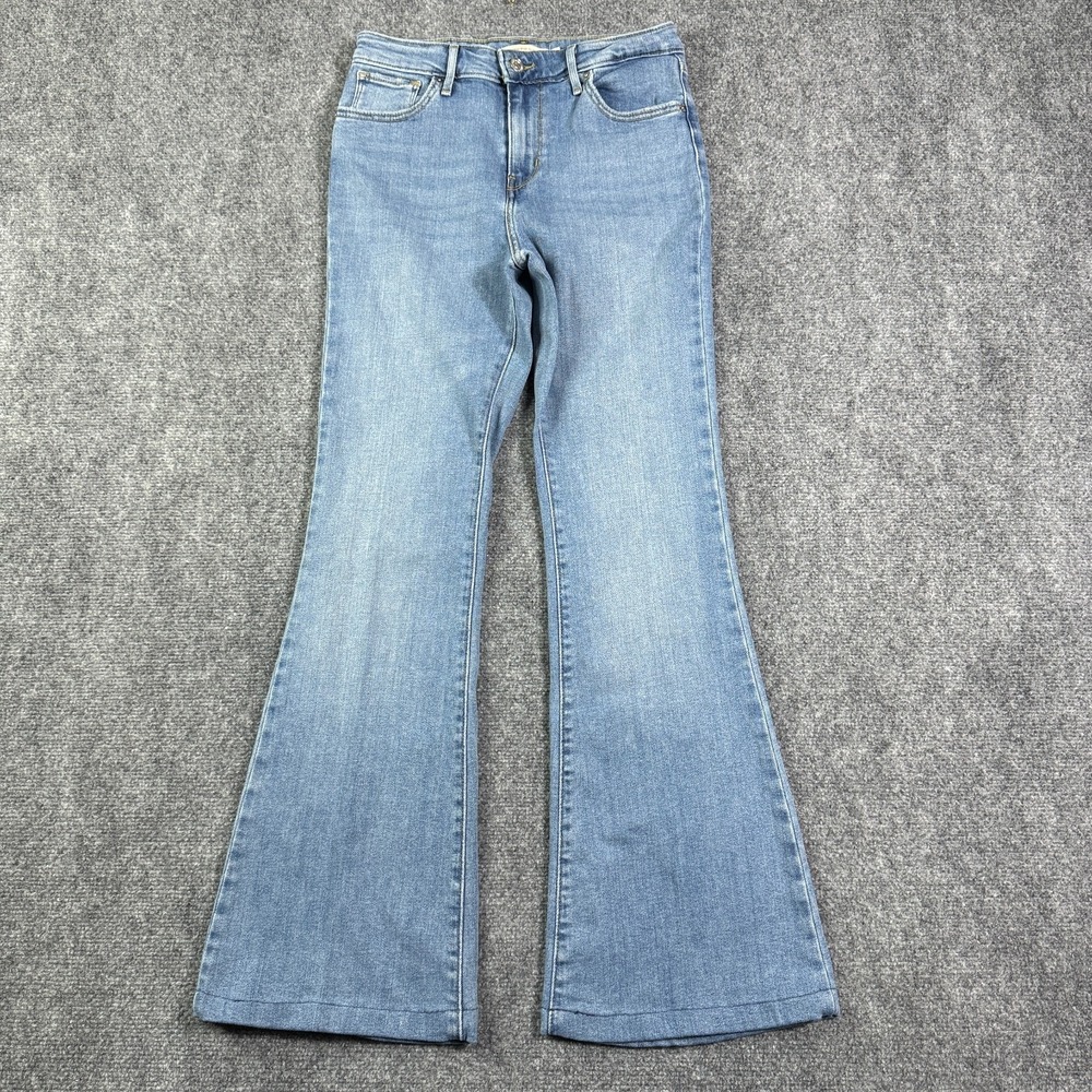 Levis Womens High Rise Flare Jeans 28 High Rise Stretch Light Wash Denim Hemmed